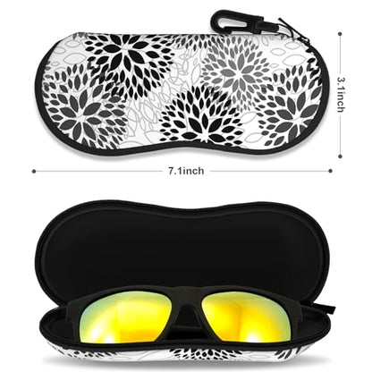 Sunglasses Soft Case, Ultra Light Portable Neoprene Zipper Glasses Case for Men Women - color: Abstract Flower