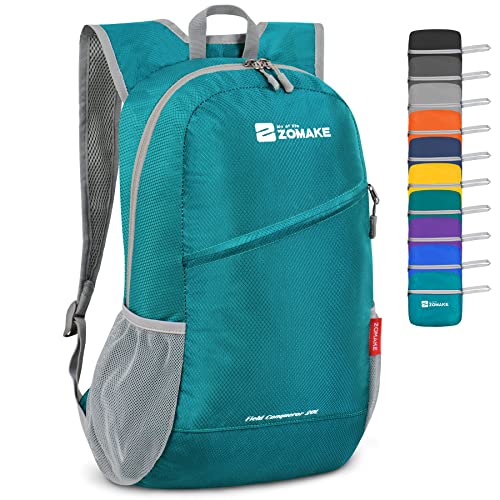ZOMAKE Lightweight Packable Backpack, Foldable Backpacks Small Daypack for Hiking Water Resistant Day Bag for Travel(Turquoise Green) - color: Turquoise Green, size: 20 L