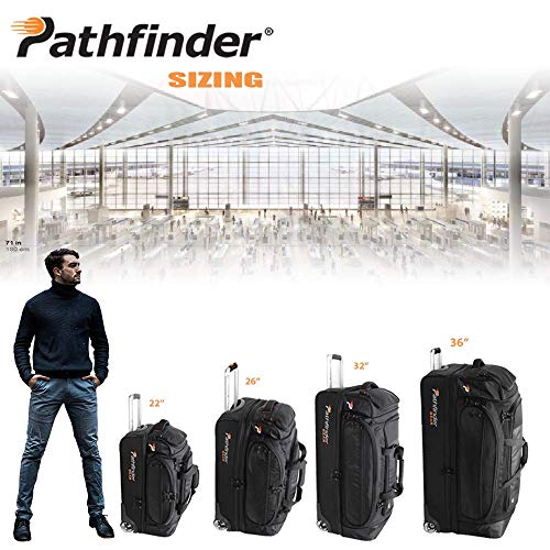 Pathfinder Gear 22 Inch Rolling Drop Bottom Duffel, Black, One Size - color: Black