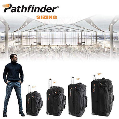 Pathfinder Gear 22 Inch Rolling Drop Bottom Duffel, Black, One Size - color: Black