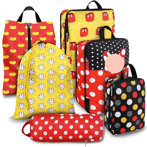 Compression Packing Cubes for Travel, 6 Set Red Dots Luggage Organizer, Lightweight Waterproof Expandable/Compression Bags Smell Proof Travel Packing Cubes for Suitcases - color: Cute Red Dots, size: Set of 6