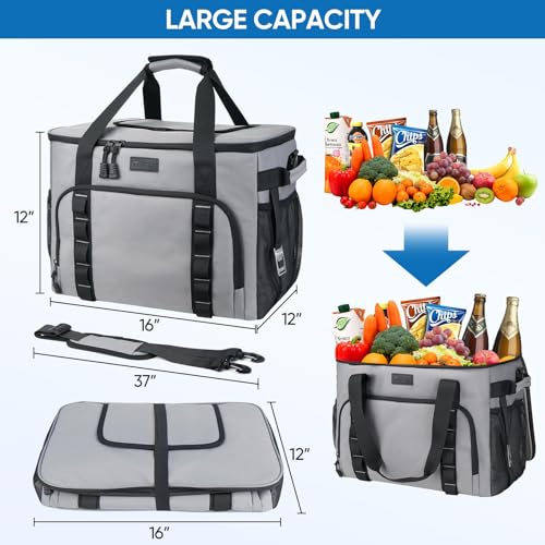 BALEINE Extra Large Soft Cooler Bag, Portable Leakproof Cooler, 40/60 Cans Volume for Beach, Camping, Kayaking, Travel, and Road Trips