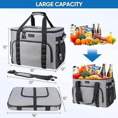 BALEINE Extra Large Soft Cooler Bag, Portable Leakproof Cooler, 40/60 Cans Volume for Beach, Camping, Kayaking, Travel, and Road Trips