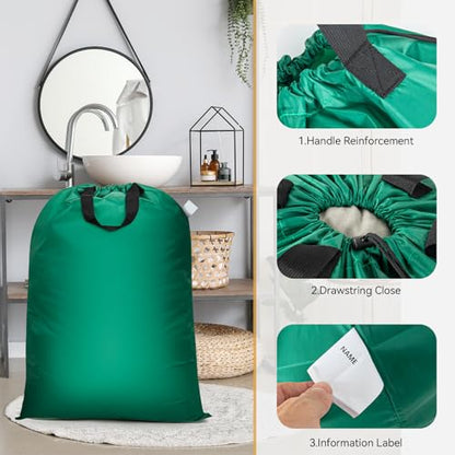 Isink Extra Large Laundry Bag With Handles, Heavy Duty, Travel Laundry Bag for Dirty Clothes, 28" x 40" (Green) - color: Extra Large Laundry Bag With Handles (Green)