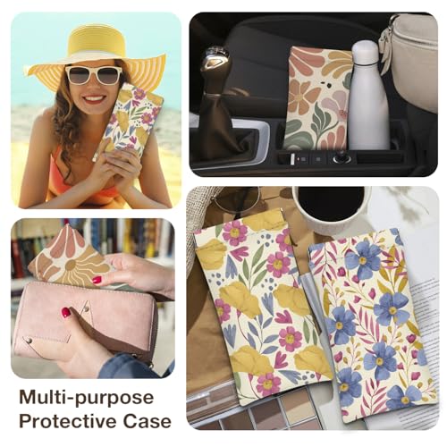 Eyeglass Cases 4 Pack,Boho Floral Pattern Sunglasses Case,PU Leather Soft Eye Glass Pouch for Women Men Student - color: Pink-floral