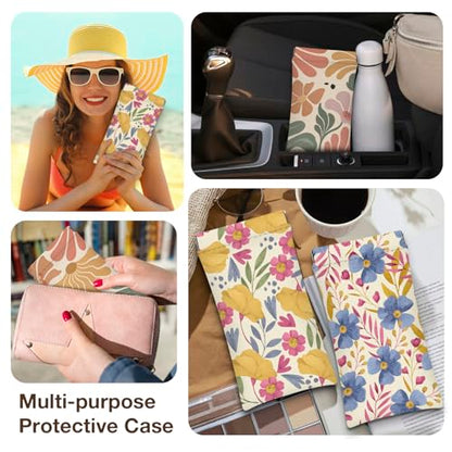 Eyeglass Cases 4 Pack,Boho Floral Pattern Sunglasses Case,PU Leather Soft Eye Glass Pouch for Women Men Student - color: Pink-floral