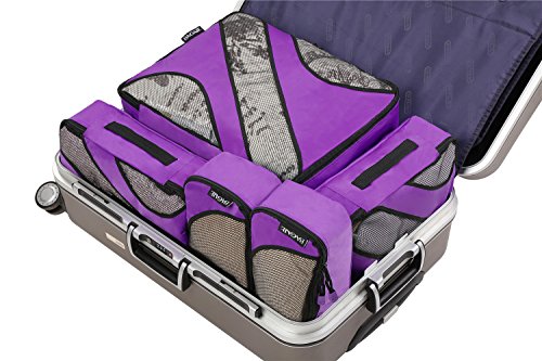 BAGAIL 6 Set Packing Cubes,Travel Luggage Packing Organizers - color: The Purple, style: 6 Set