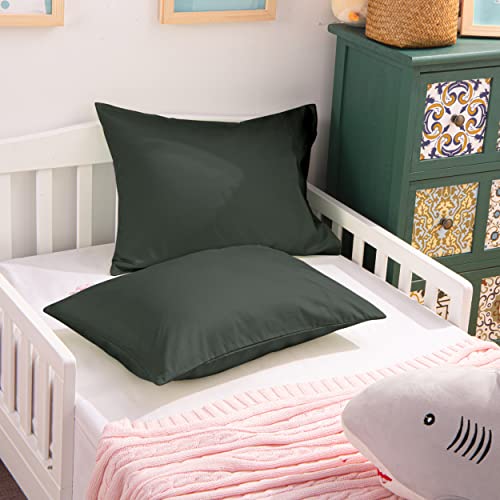NTBAY Egyptian Cotton Toddler Pillowcases - Set of 2 - Travel Pillow Cases - 500 Thread Count Cotton 13x18 Pillow Covers - Envelope Closure Nursery Pillowcases, 13x18 Inches, Charcoal Grey - color: Charcoal Grey