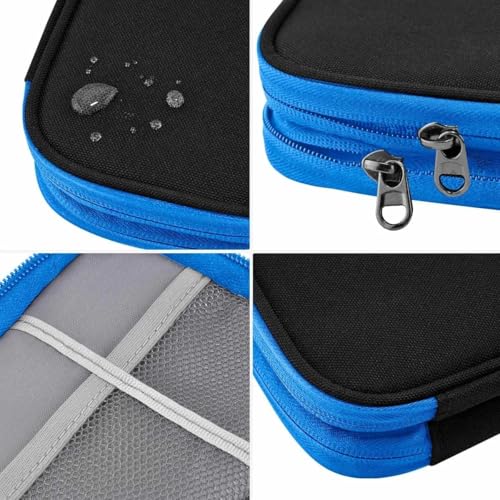 ZINMARK Portable Cable Organizer Case,Travel Pouch with Double-Layer Storage for Cables,Chargers,Earbuds & Phone,Black Blue– Small Size - color: Black Blue