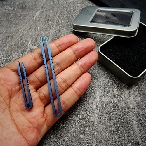 Canku 2pcs Mini Tweezers Titanium Portable Titanium Alloy EDC Tweezers Survival Camping Outdoor Travel Mini Tool(Double Blue)) … - color: Green