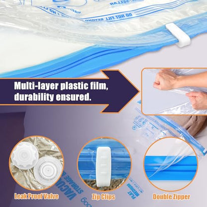 Travel Vacuum Bags with Electric Pump, Vacuum Travel Bags for Luggage and Suitcase, Combo 9 Pack - size: 9-combo