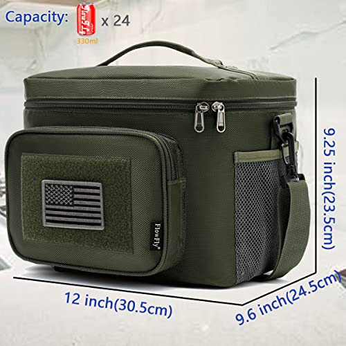 FlowFly Tactical Lunch Bag Large Insulated Lunch Box Cooler Tote for Men, Women with MOLLE/PALS Webbing (Army#Green, Large) - color: Army#Green, size: Large