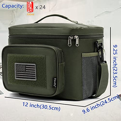 FlowFly Tactical Lunch Bag Large Insulated Lunch Box Cooler Tote for Men, Women with MOLLE/PALS Webbing (Army#Green, Large) - color: Army#Green, size: Large