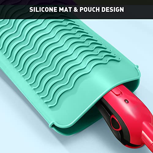 ZAXOP Resistant Silicone Mat Pouch for Flat Iron, Curling Iron,Hot Hair Tools (Mintgreen) - color: Mintgreen, size: 1 PACK