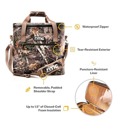 RTIC Ultra-Tough Soft Cooler 50 Can, Insulated Bag Portable Ice Chest Box for Lunch, Beach, Drink, Beverage, Travel, Camping, Picnic, Car, Trips, Floating Cooler Leak-Proof with Zipper - color: Camo