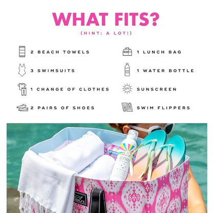 SCOUT Original Deano Tote - Durable Lightweight Open Top Beach, Pool & Lake Bag, Inside Zip Pocket, Folds Flat - color: Ship Shape