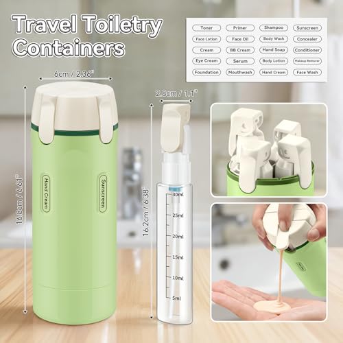 4 in 1 Travel Dispenser Bottle, 30ML/Pack Squeeze Bottles, Portable Refillable Containers for Toiletries/Shampoo/Conditioner/Shower Gel (Green) - color: Green