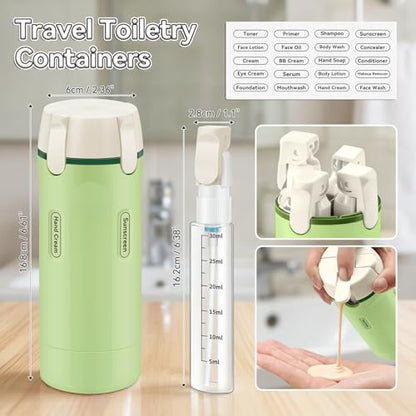 4 in 1 Travel Dispenser Bottle, 30ML/Pack Squeeze Bottles, Portable Refillable Containers for Toiletries/Shampoo/Conditioner/Shower Gel (Green) - color: Green