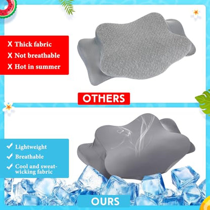 Hahafelt Cooling Cervical Neck Pillowcase Cover (Only Pillow Case) Ergonomic Pillowcase with Zipper Breathable Contour Pillow Cover for Side Back Stomach Sleepers(Dark Gray,Standard Size) - color: Dark Gray, size: Standard