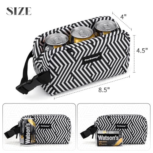 Freezable Lunch Bag,Freezable Snack Bag,Mini Cooler Bag for Travel/Work/School,Small Insulated Bag,Small Cooler Lunch Box with Ice Packs,Insulated Snack Bag,Freezable Snack Box with Handle Buckle - color: Geometric Lines