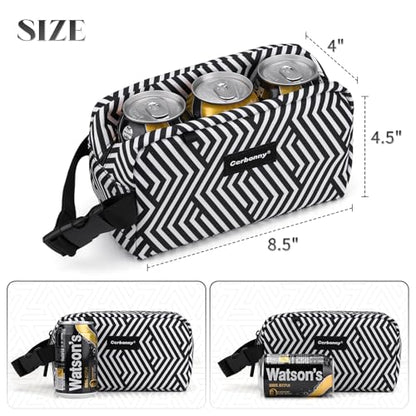 Freezable Lunch Bag,Freezable Snack Bag,Mini Cooler Bag for Travel/Work/School,Small Insulated Bag,Small Cooler Lunch Box with Ice Packs,Insulated Snack Bag,Freezable Snack Box with Handle Buckle - color: Geometric Lines