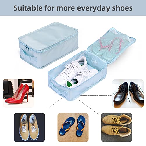 Travel Shoe Bags, Foldable Waterproof Shoe Pouches Organizer-Double Layer (6 Blue Shoe Bags) - color: Blue, size: 6 Packs