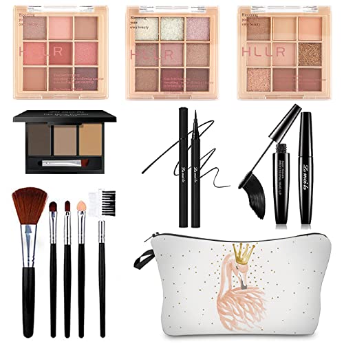 All in One Makeup Kit for Women Full Kit, Basic Cosmetics Kit for Beginner & Professionals, Eye Makeup Set Tween Girl, Make Up Kits for Teenagers, Makeup Gift Set for Girls, Women & Teens(Flamingo) - color: 27 Color