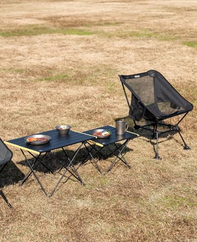 iClimb Ultralight Compact Camping Folding Table with Carry Bag (Black - L) - color: Black, size: Large