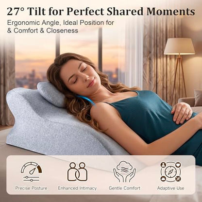 Ergonomic Contoured Support Pillow, Memory Foam Pillow, Multi-Functional Neck Back Waist Pillow for Bed Sleeping & Reading, with Removable Pillowcase Dark Gray - color: Light Grey