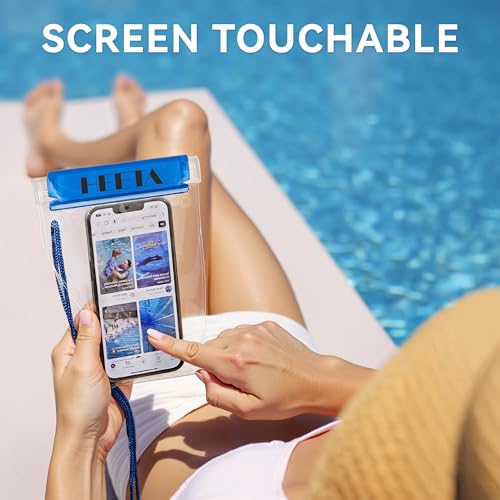 HEETA 5-Pack Clear Waterproof Dry Bag Pouch, Water Tight Cases Dry Bags Document Holder for Camera Mobile Phone Maps, Kayaking Boating - color: Blue