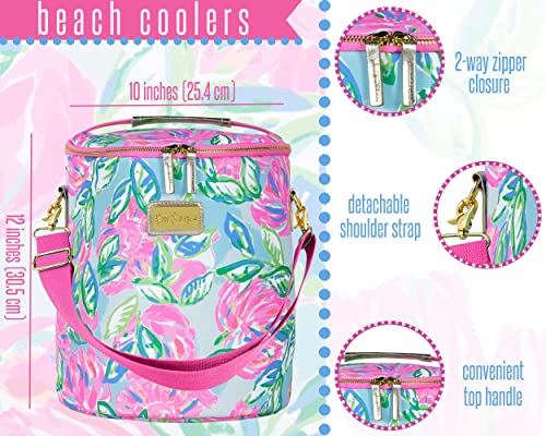 Lilly Pulitzer Insulated Soft Beach Cooler with Adjustable/Removable Strap and Double Zipper Close - color: Totally Blossom