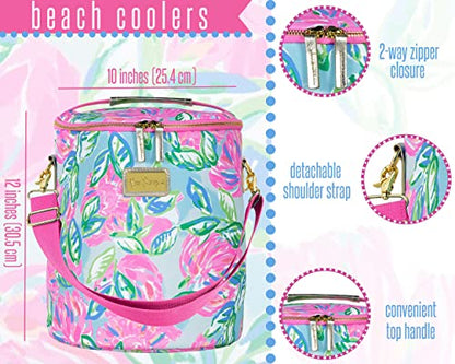 Lilly Pulitzer Insulated Soft Beach Cooler with Adjustable/Removable Strap and Double Zipper Close - color: Totally Blossom