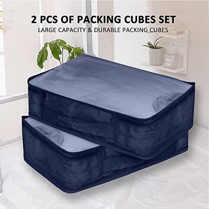 Packing Cubes Set, 2 Pcs Packing Organizers Set for Suitcases (Navy blue) - color: Navy blue