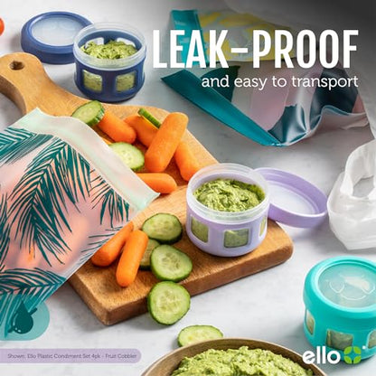Ello Reusable Condiment Containers with Screw-on Leak Proof Lid | Perfect for Salad Dressing Sauce Dips Lunchbox Picnic Travel Bento Box | BPA-Free | Dishwasher Safe - color: Neon Dreams