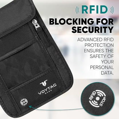 Ultra-Slim Comfort Neck Wallet & Passport Holder - RFID-Protected, Stylish Travel Pouch for Men & Women (Black) - color: Black (Neck Wallet)