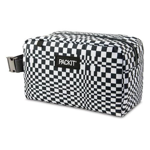 PackIt Freezable Snack Box, Checked Out, Built with EcoFreeze Technology, Collapsible, Reusable, Zip Closure with Buckle Handle, Designed For Work Snacks, Fresh Snacks On the Go, Adults, and All Ages - color: Checked Out