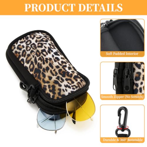 WOZEAH Double Eyeglass Case with 2 Compartments, Travel Eyewear Organizer for Two Pairs of Glasses - color: Leopard2