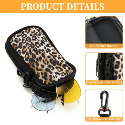 WOZEAH Double Eyeglass Case with 2 Compartments, Travel Eyewear Organizer for Two Pairs of Glasses - color: Leopard2