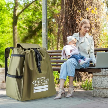 MOYAQI Stroller Travel Bag for Airplane, Gate Check Bag Backpack with Durable Nylon,Adjustable Carry Straps,Infant Carriers & Booster Seats (live Green) - color: live Green