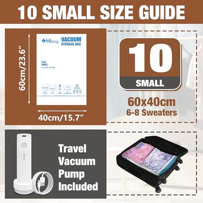 Travel Vacuum Bags with Electric Pump, Vacuum Travel Bags for Luggage and Suitcase, Clothes Clothing, Small 10 Pack - size: Small