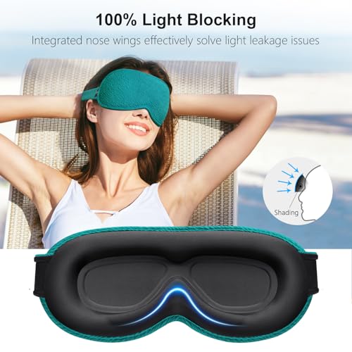 Gritin 100% Blackout Sleep Eye Mask for Women Men,Zero Eye Pressure Sleeping Mask-Ergonomic Design 3D Cutout Eye Movement and Eyelash Friendly Night Blindfold,Soft&Comfortable for Sleeping-Navy Blue - color: Navy Blue