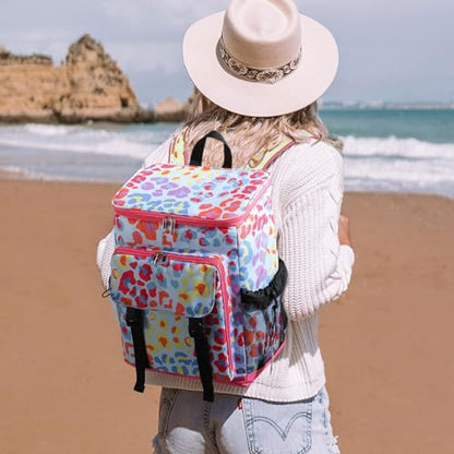 DYSHAYEN Cooler Backpack,Lightweight Backpack Cooler Insulated Leak Proof,30 Cans Soft Cooler Bag for Beach,Camping,Beach,Picnic,Lunch - color: Multi Leopard