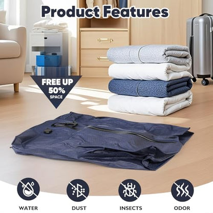 Vacuum Compression Bag with Travel Pump - Waterproof, Reusable, Hard Storage case, Portable Travel Bag Vacuum Bag Kit, Suitable for Camping, Gym, Beach, Moving (Blue Bag +Pump) - color: Blue Bag +Pump