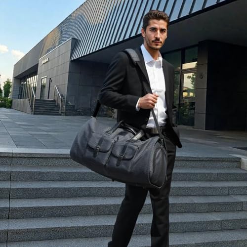 UNIQUEBELLA Travel Garment Duffel Bag, 45L Carry on Suit Bag for Men Convertible Foldable Weekend Bag with Shoe Compartment - color: Black
