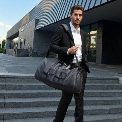UNIQUEBELLA Travel Garment Duffel Bag, 45L Carry on Suit Bag for Men Convertible Foldable Weekend Bag with Shoe Compartment - color: Black