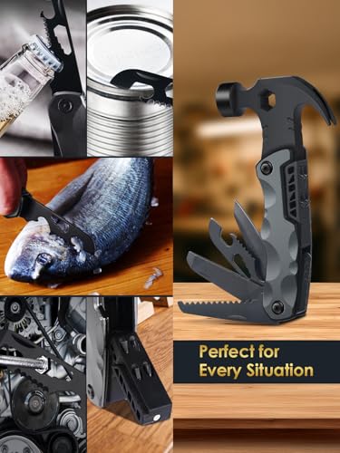 Fathers Day Dad Gifts from Daughter Son Wife, 13 in 1 Hammer Multitool, Cool Camping Accessories Survival Tools, Unique Birthday Present Ideas Gifts for Men, Husband, Grandpa, Step Dad, Him - style: MEN GIFTS
