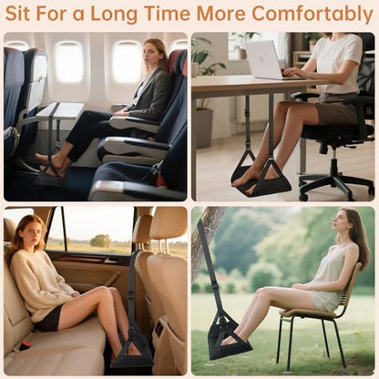 KENTIX Airplane Foot Rest Hammock for Long Flights - Adjustable Travel Foot Sling with Breathable Mesh, Portable Leg Rest for Economy Seats