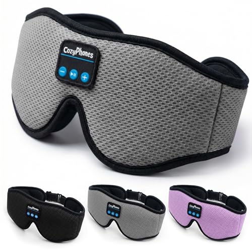 CozyPhones Bluetooth Sleep Mask Headphones for Adults – Wireless Sleep Headphones for Side Sleepers, Breathable Eye Mask for Travel, Meditation & Tinnitus Support - Grey - color: Grey