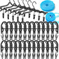 24 PCS Travel Hangers,Portable Folding Clothes Hanger,Travel Accessories Foldable Travel Hangers with Clips,Foldable Clothes Drying Rack for Travel,Black Plastic Non Slip Clothing Hangers - size: 24PCS
