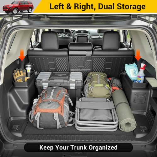 Rear Trunk Organizer for 2010-2024 Toyota 4Runner 5-Seat 2nd Row Accessories, Storage Bin Trunk Side Storage Box Cargo Tray for 10-24 4 Runner(Upper Side,Not for 7-Seat) - color: 10-24 4Runner 5-Seat(2pcs Upper)
